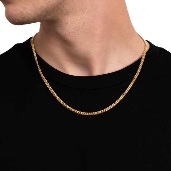 CURB CHAIN SET CUBAN 925 SILVER 18 CARAT GOLD PLATED 4,00MM - IDENTIM®