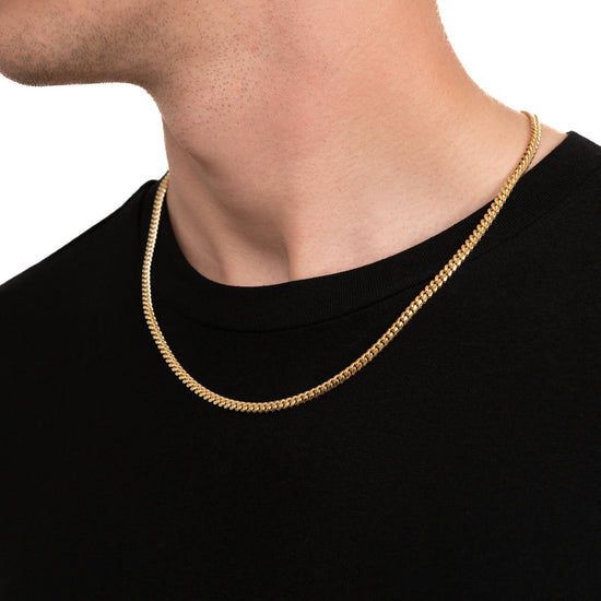 CURB CHAIN CUBAN 925 SILVER 18 CARAT GOLD PLATED 4,00MM - IDENTIM®