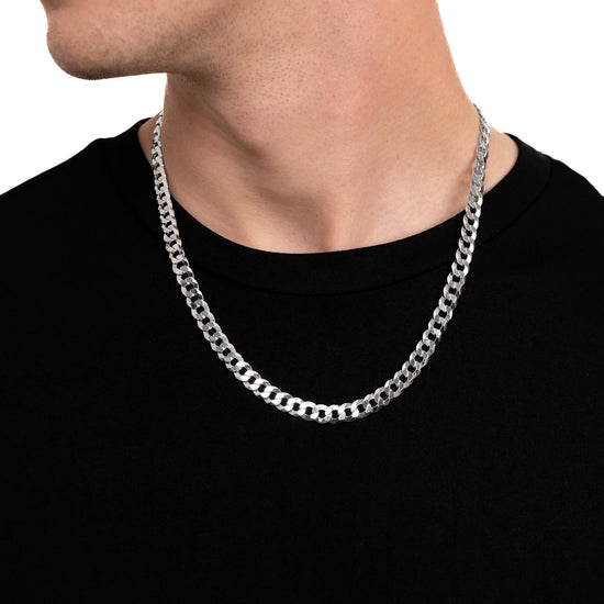 CURB CHAIN SET 925 SILVER RHODIUM-PLATED 7,80MM - IDENTIM®