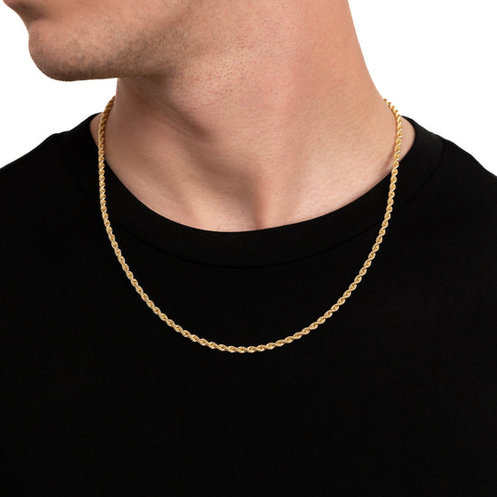CORD NECKLACE SET 925 SILVER 18 CARAT GOLD PLATED 3,20MM - IDENTIM®