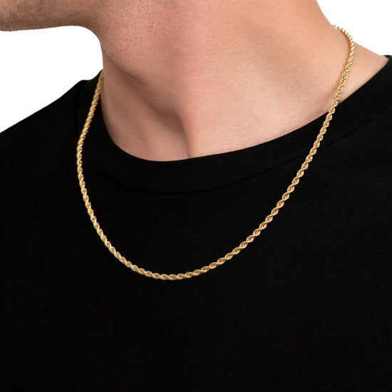CORD NECKLACE SET 925 SILVER 18 CARAT GOLD PLATED 3,20MM - IDENTIM®