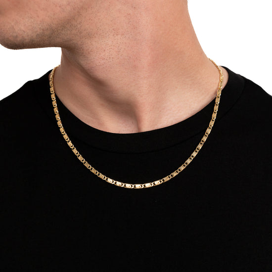 S CURB CHAIN SET 925 SILVER 18 CARAT GOLD PLATED 3,80MM - IDENTIM®