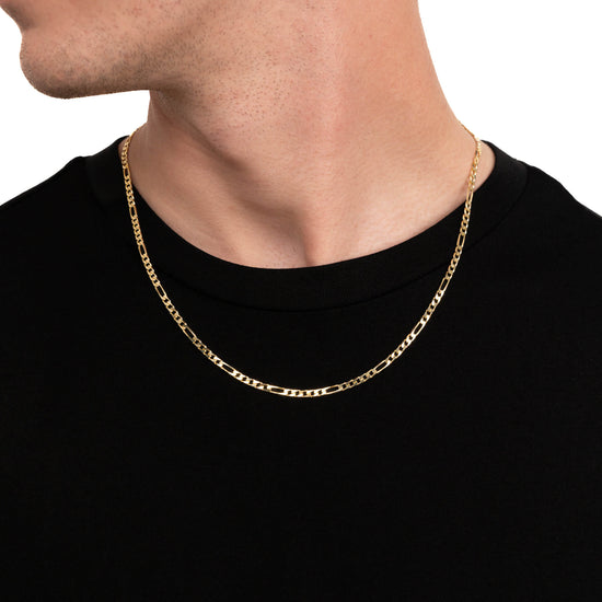 FIGARO NECKLACE SET 925 SILVER 18 CARAT GOLD PLATED 3,40MM - IDENTIM®