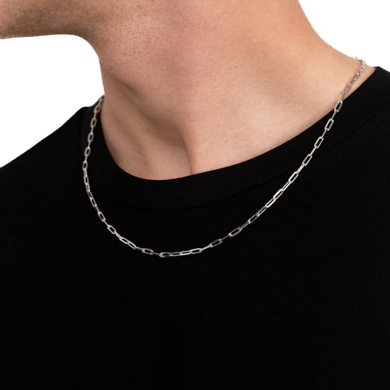 PAPERCLIPKETTE 925 SILBER RHODINIERT - IDENTIM®
