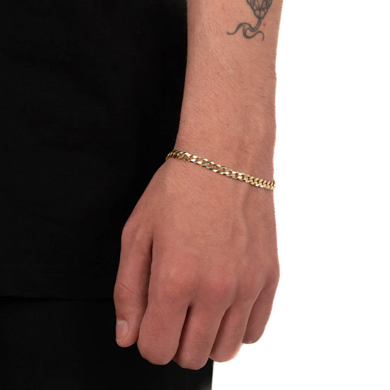 CURB CHAIN BRACELET 5.00MM 925 SILVER 18 CARAT GOLD PLATED - IDENTIM®