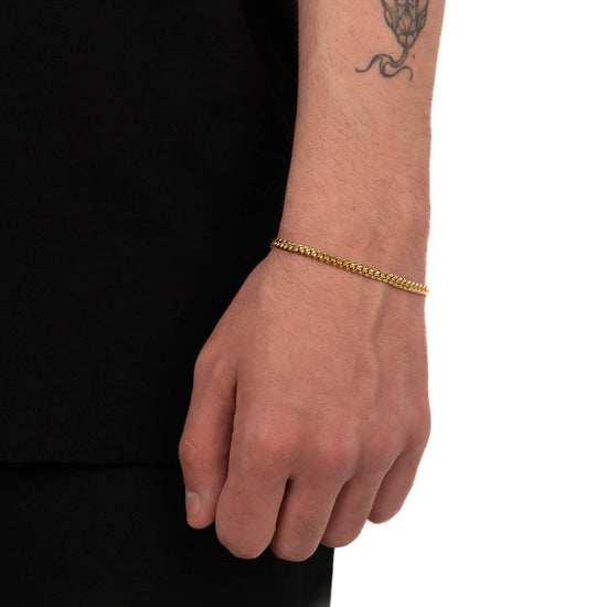 PANZERKETTE KUBANISCH ARMBAND 4.00MM 925 SILBER 18 KARAT GOLD VERGOLDET - IDENTIM®