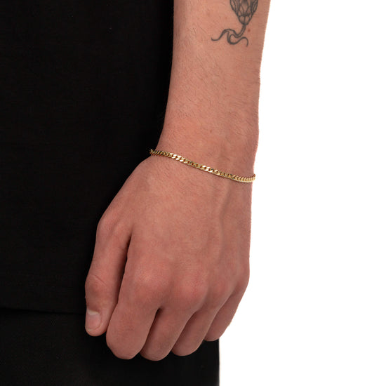 CURB CHAIN SET 925 SILVER 18 CARAT GOLD PLATED 3,30MM - IDENTIM®