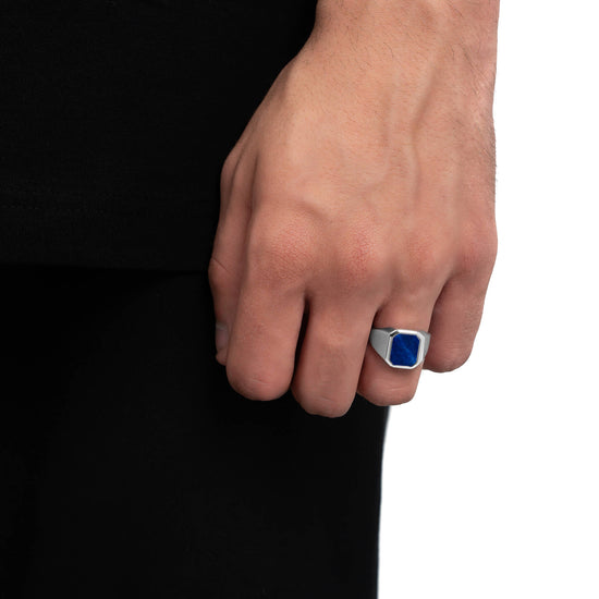 SIEGELRING LAPIS OKTAGON 585, 750 WEIßGOLD, 950 PLATIN - IDENTIM®