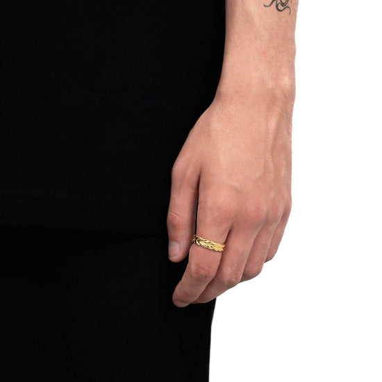 BRAIDED RING 925 SILBER 18 KARAT VERGOLDET - IDENTIM®