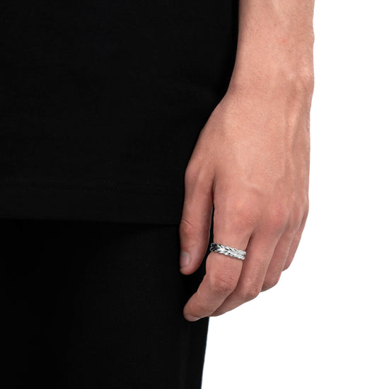 BRAIDED RING 925 SILBER RHODINIERT - IDENTIM®