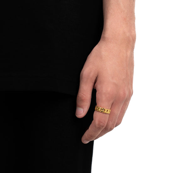 CUBAN/ARMOR RING 925 SILVER 18 CARAT GOLD PLATED - IDENTIM®