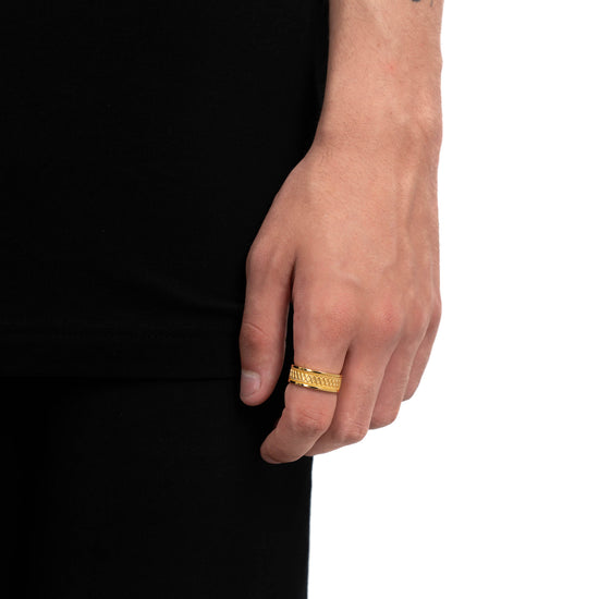 BOLD X RING 925 SILVER 18 CARAT GOLD PLATED - IDENTIM®