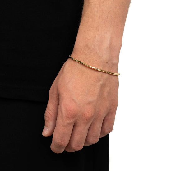 FACETED HEXAGON BRACELET ELASTIC 750 GOLD - IDENTIM®
