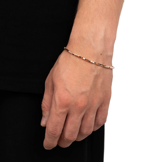 FACETTIERTES HEXAGON ARMBAND ELASTISCH 750 ROSEGOLD - IDENTIM®