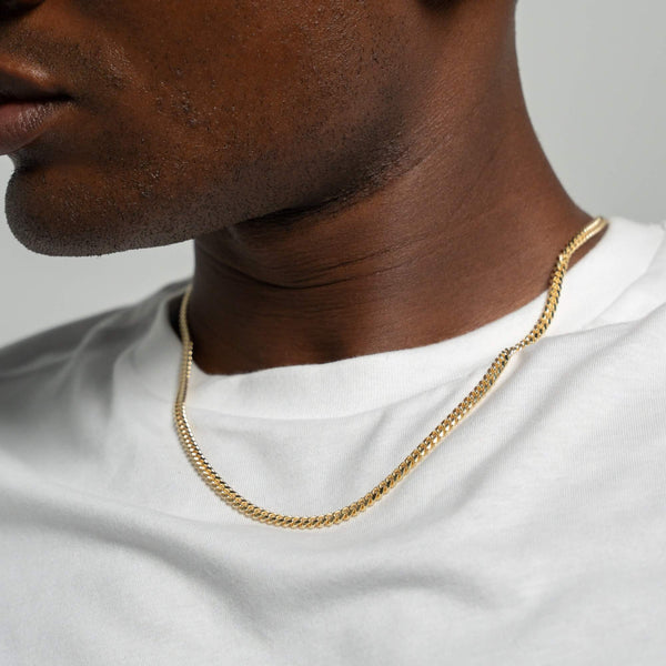 CURB CHAIN CUBAN 925 SILVER 18 CARAT GOLD PLATED 4,00MM - IDENTIM®