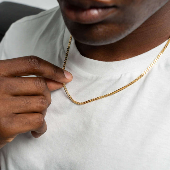CURB CHAIN SET 925 SILVER 18 CARAT GOLD PLATED 3,30MM - IDENTIM®