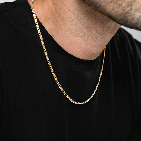 S CURB CHAIN 925 SILVER 18 CARAT GOLD PLATED 3,80MM - IDENTIM®
