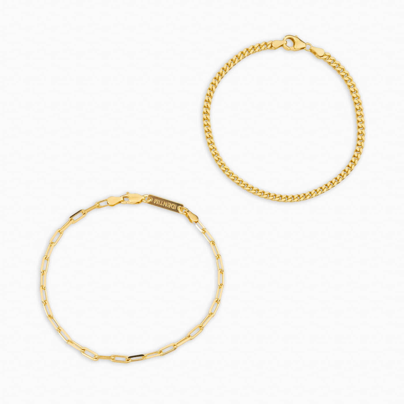 ARMBAND SET PANZER PAPERCLIP 925 SILBER 18 KARAT VERGOLDET