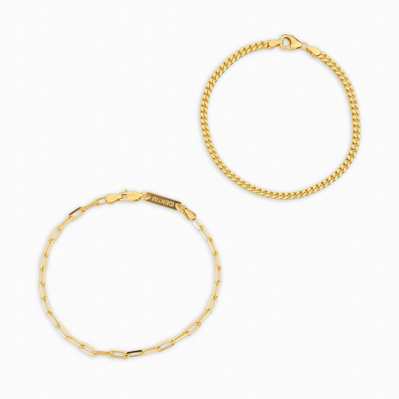 ARMBAND SET PANZER PAPERCLIP 925 SILBER 18 KARAT VERGOLDET