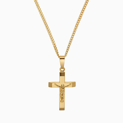 KREUZ KORPUS HALSKETTE 925 SILBER 18 KARAT VERGOLDET