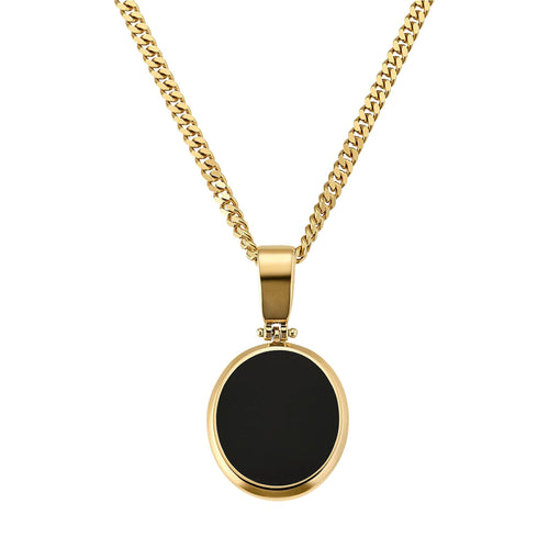 ONYX OVAAL COLLIER 585 GOUD