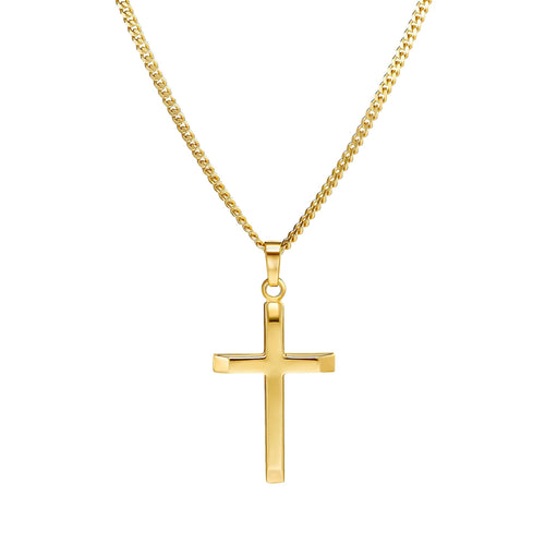 KRUIS FACETGESLEPEN COLLIER 585 GOUD
