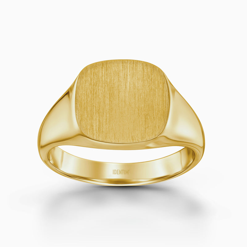 ZEGELRING GEBORSTELD VIERKANT 585, 750 GOUD