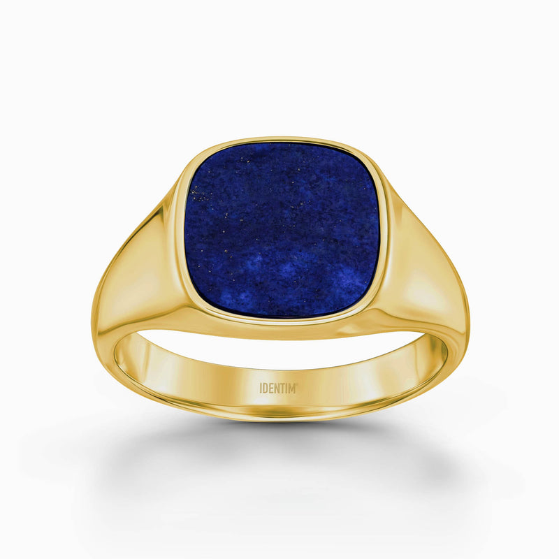 ZEGELRING LAPIS VIERKANT 585, 750 GOUD