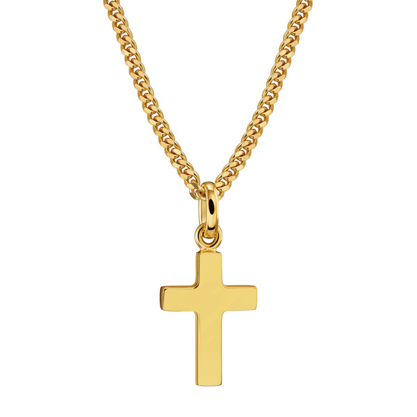 Cross Necklace with Engraved Pendant, Polished