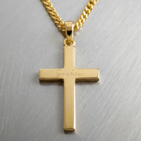 Cross Necklace Engraved Pendant Polished Personalized - 2