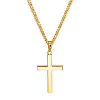 Cross Necklace with Engraved Pendant, Polished