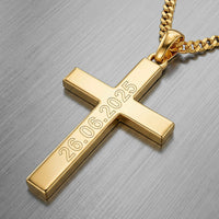 Cross Necklace Engraved Pendant Polished Personalized - 1
