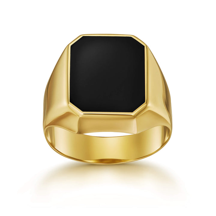 Onyx Octagon Gold Signet Ring