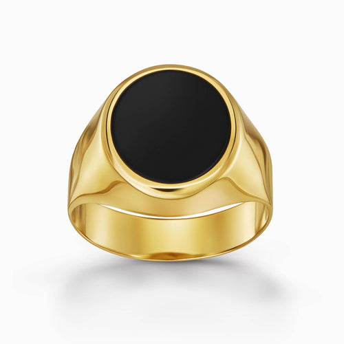 ZEGELRING ONYX OVAAL 585 GOUD