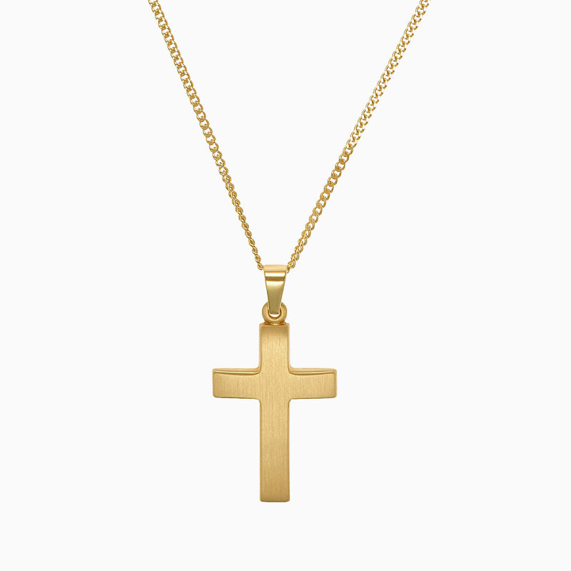 CROSS MATTED NECKLACE 585 GOLD
