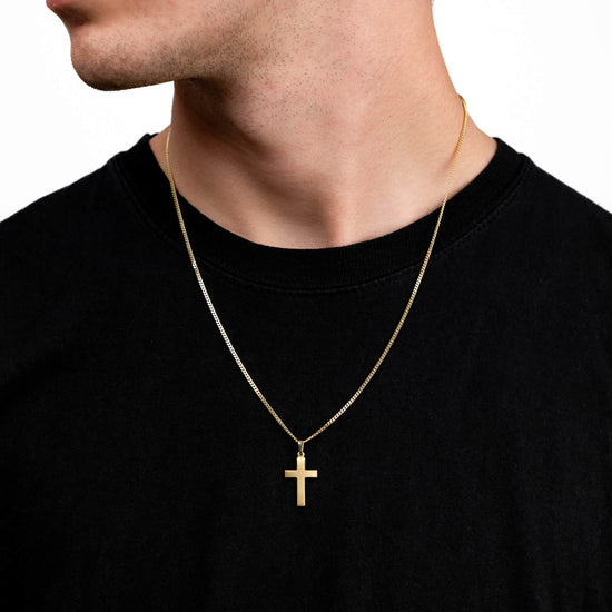 KREUZ MATTIERT HALSKETTE 333 GOLD - IDENTIM®