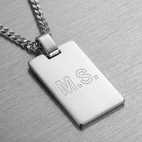 Engraved Rectangular Necklace, Polished, Customizable - 3