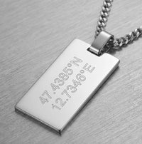 Engraved Rectangular Necklace, Polished, Customizable - 1