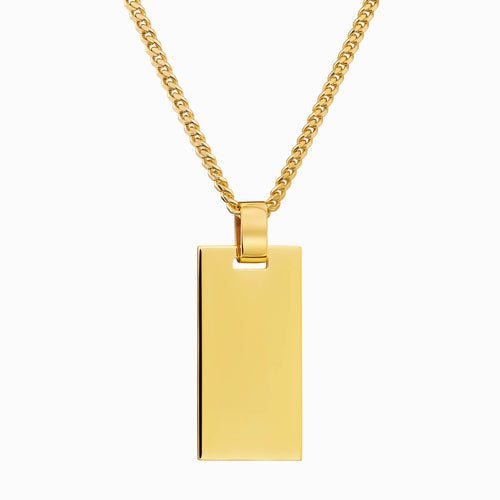 ENGRAVING PLATE RECTANGLE NECKLACE 925 SILVER 18 CARAT GOLD PLATED