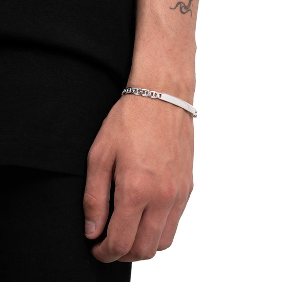 ID-ARMBAND PANZERSTEG 925 SILBER RHODINIERT - IDENTIM®