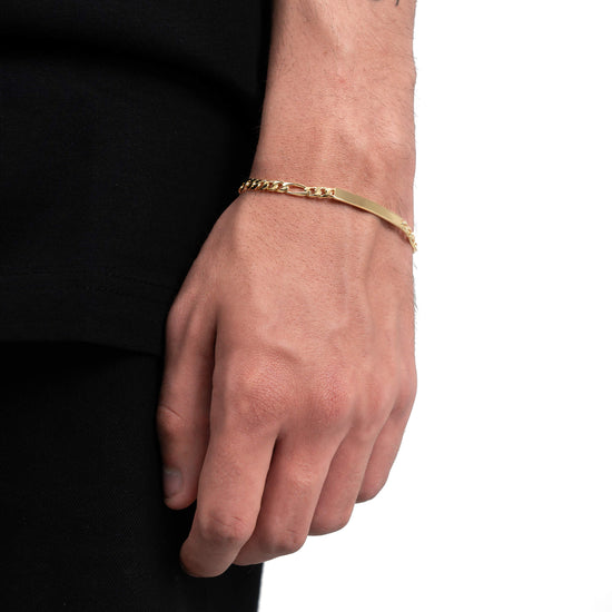 ID-ARMBAND FIGARO 925 SILBER 18 KARAT VERGOLDET - IDENTIM®