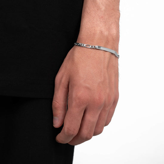 ID-ARMBAND FIGARO 925 SILBER RHODINIERT - IDENTIM®