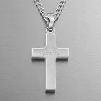 Cross Necklace Engraved Pendant, Matte Finish, Personalized - 2