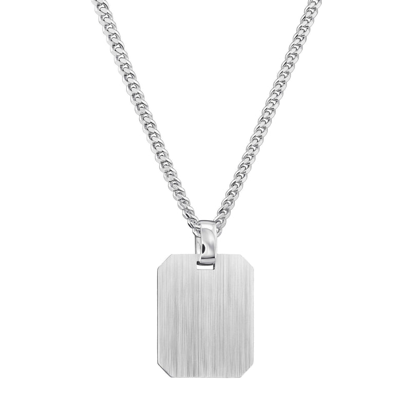 GRAVEERPLAATJE ACHTHOEK COLLIER 925 ZILVER GERHODINEERD