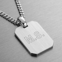 Octagon Engraved Pendant Necklace, Matte Finish, Large, Personalized - 3