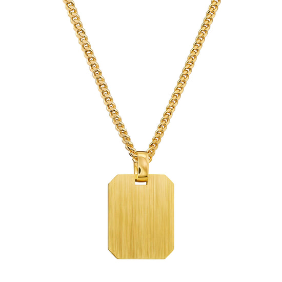Large Frosted Octagonal Engraving Plate Necklace