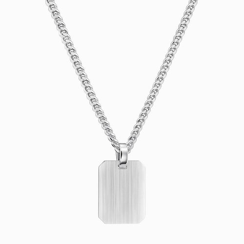 ENGRAVING PLATE OCTAGON NECKLACE 925 SILVER RHODIUM PLATED