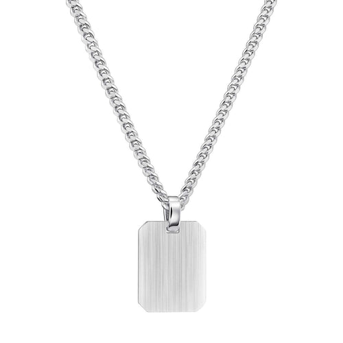 GRAVEERPLAATJE ACHTHOEK COLLIER 925 ZILVER GERHODINEERD