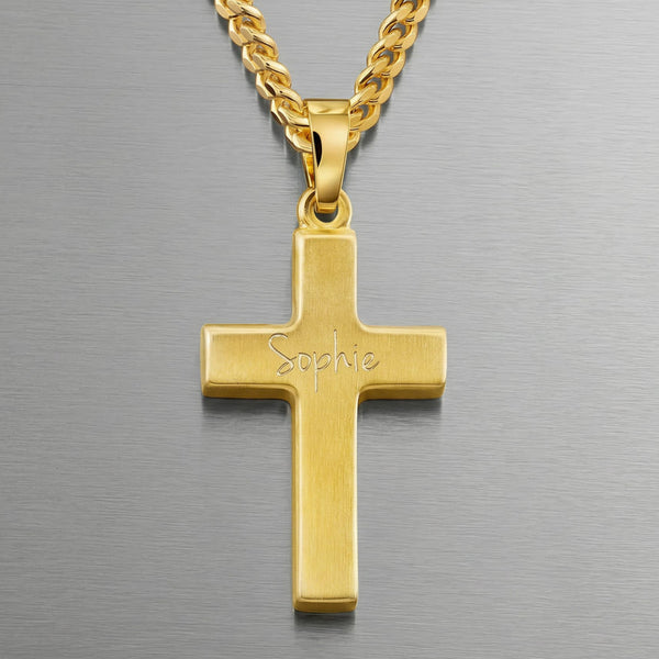 Kreuz Halskette Gravur Anhänger Mattiert Personalisieren - 2