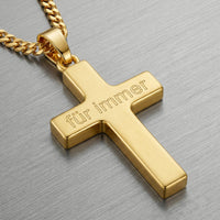 Cross Necklace Engraved Pendant, Matte Finish, Personalized - 3